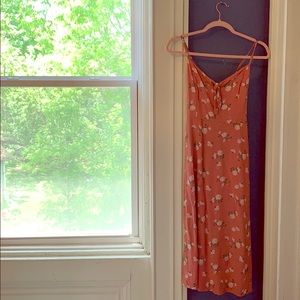 pink floral midi dress